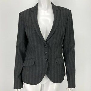 Sisley 44 Blazer Jacket Gray Striped Career